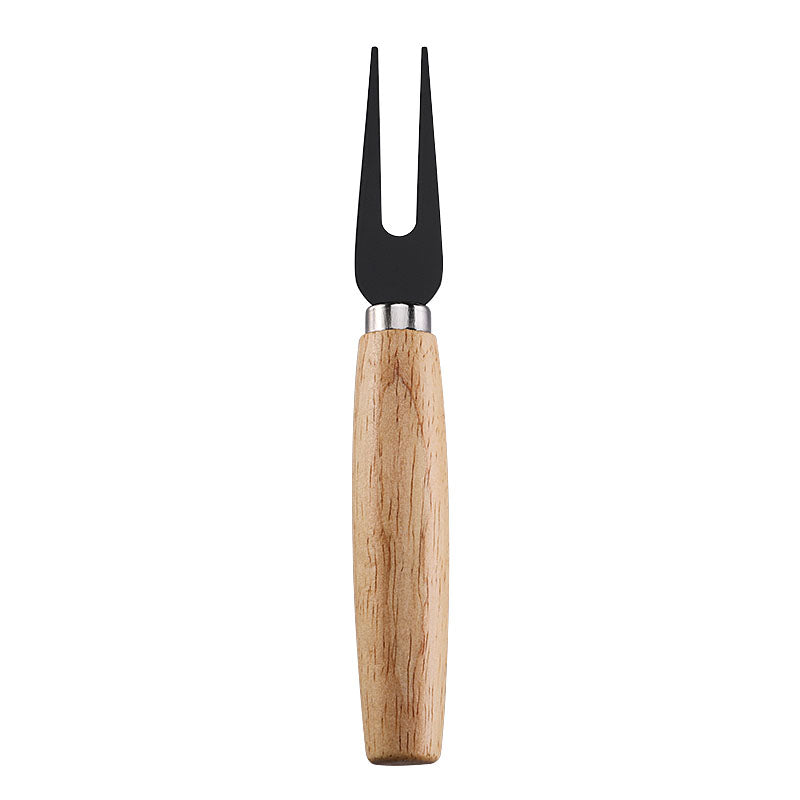 Two-Prong Cheese Fork with Brushed Stainless Steel Tines & Rubberwood Handle