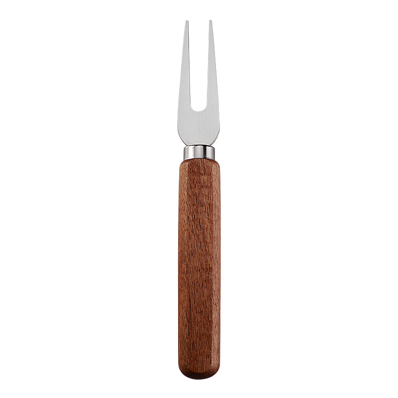 Two-Prong Cheese Fork with Stainless Steel Tines & Acacia Flat Handle