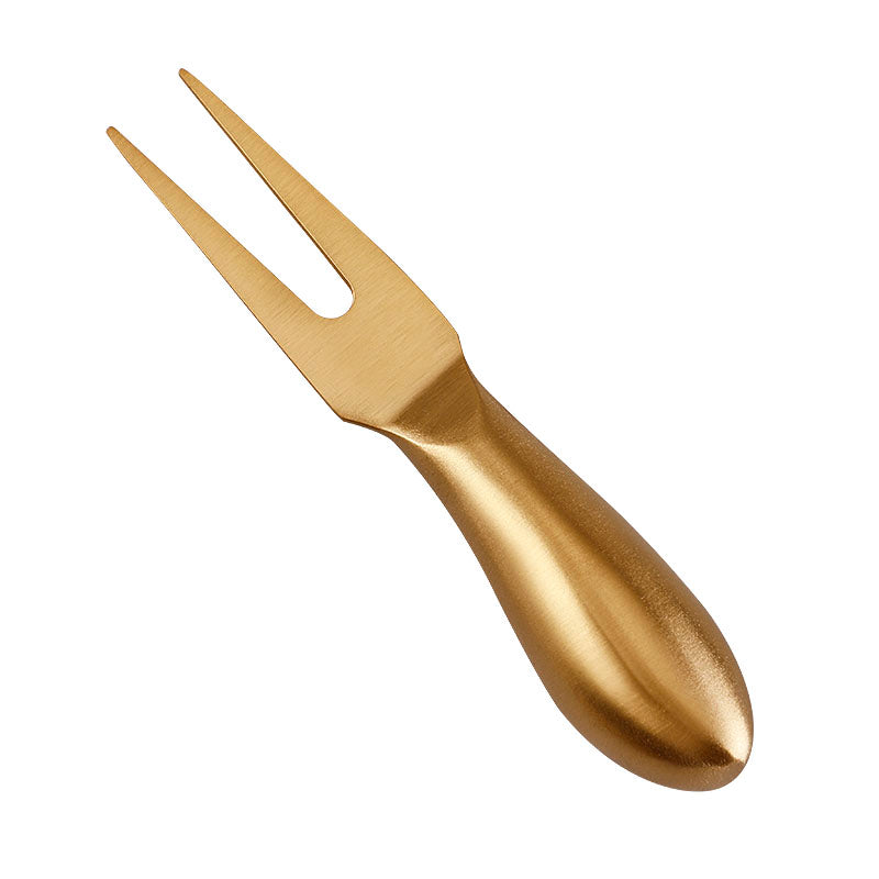 Full-Tang Two-Prong Cheese Fork, Brushed Stainless Steel, Hollow Teardrop Handle