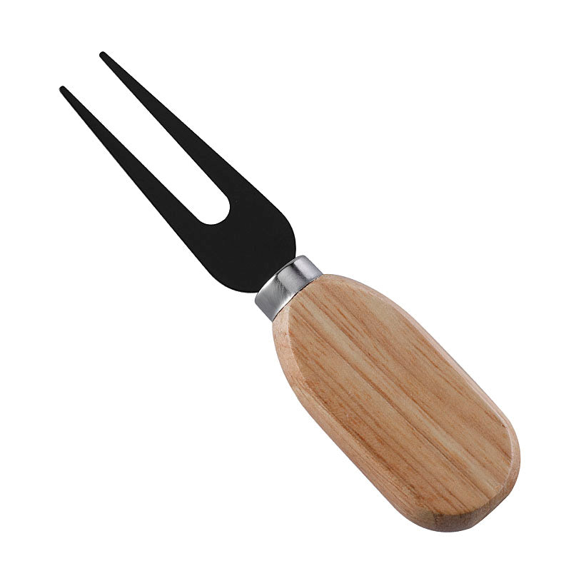 Two-Prong Cheese Fork with Stainless Steel Tines & Flat Oval Rubberwood Handle
