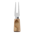 Two-Prong Cheese Fork with Stainless Steel Tines & Single-Groove Square Rubberwood Handle