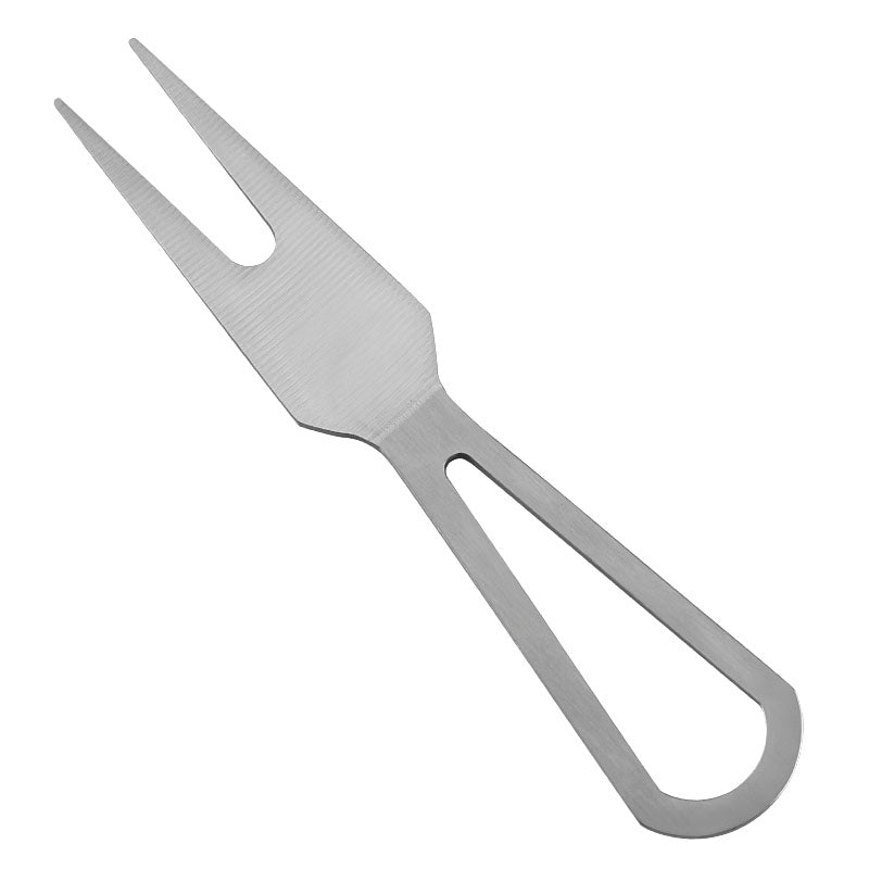 Full-Tang Two-Prong Cheese Fork, Brushed Stainless Steel, Open-Loop Handle