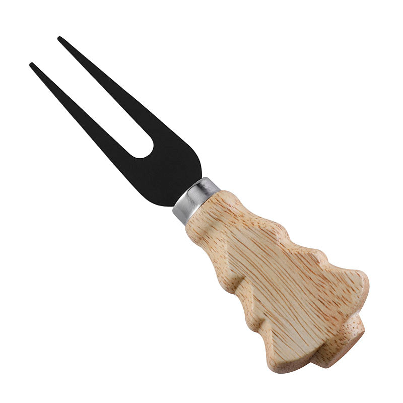 Christmas Tree Cheese Fork with Rubberwood Handle