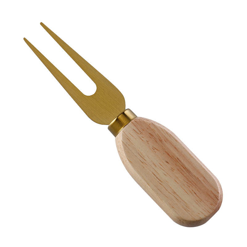 Two-Prong Cheese Fork with Stainless Steel Tines & Flat Oval Rubberwood Handle