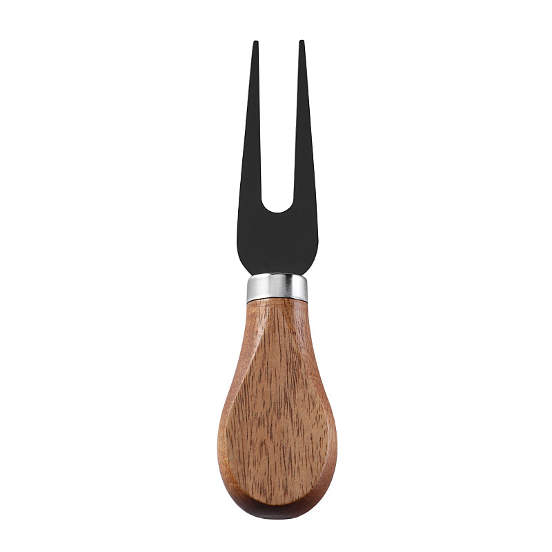 Two-Prong Cheese Fork with Stainless Steel Tines & Acacia Flat Handle