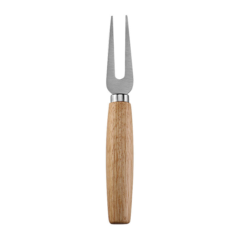 Two-Prong Cheese Fork with Brushed Stainless Steel Tines & Rubberwood Handle