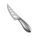 Full-Tang Three-Hole Serrated Soft Cheese Knife with Fork Tip, Brushed Stainless Steel, Hollow Teardrop Handle