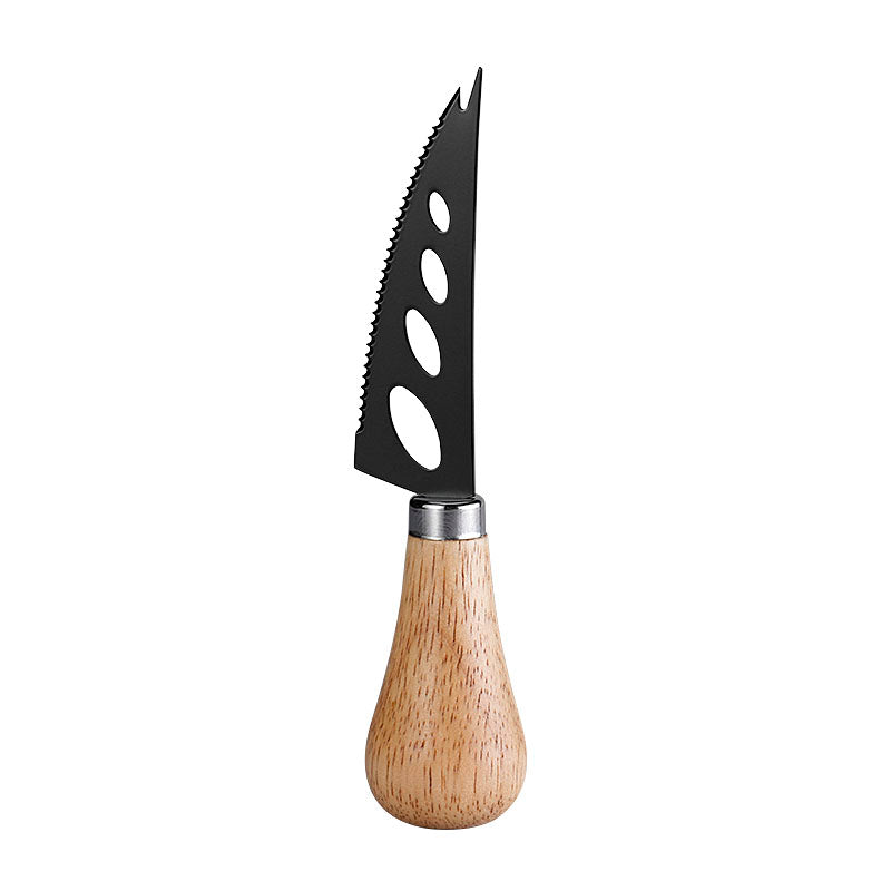 Rubberwood Handle Soft Cheese Knife with Holes