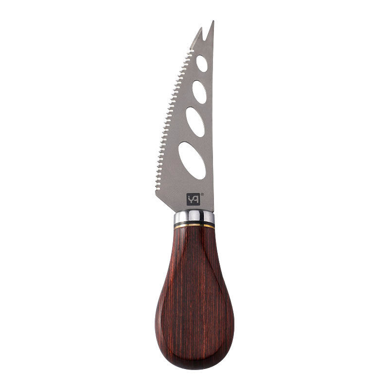 CO1>Titanium Soft Cheese Knife with Rainbow Colorwood Handle