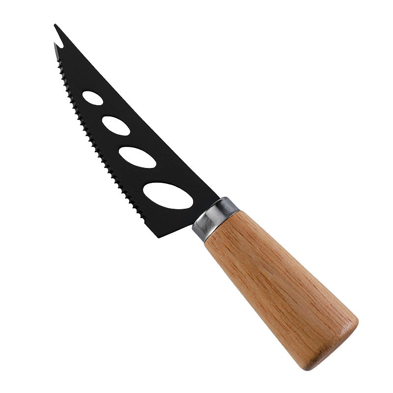 Rubberwood Handle Soft Cheese Knife with Holes