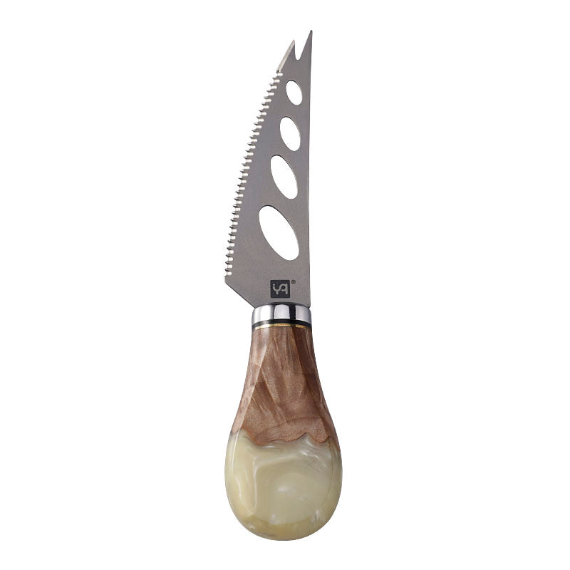 Titanium Hard Cheese Knife with Burl Wood & Resin Handle