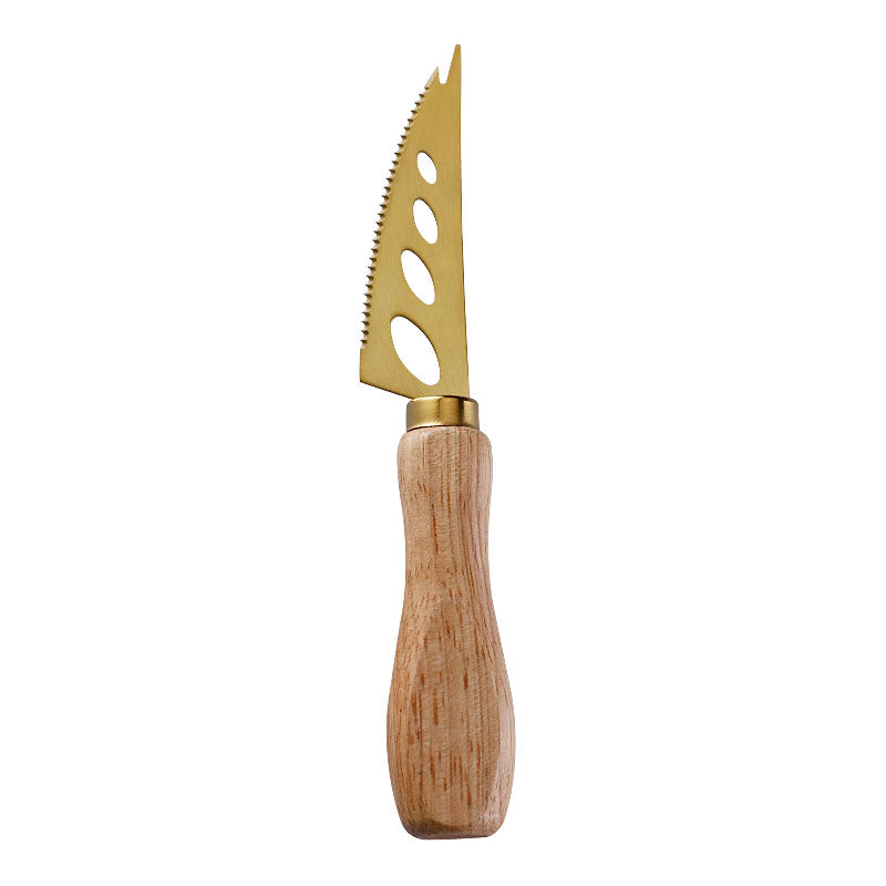 Rubberwood Handle Soft Cheese Knife with Holes