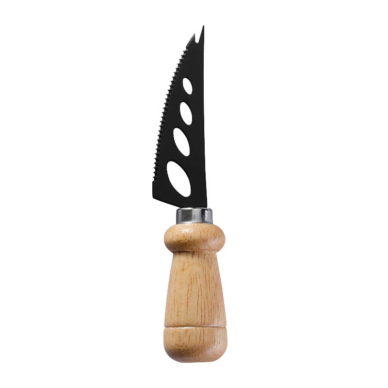 Rubberwood Handle Soft Cheese Knife with Holes