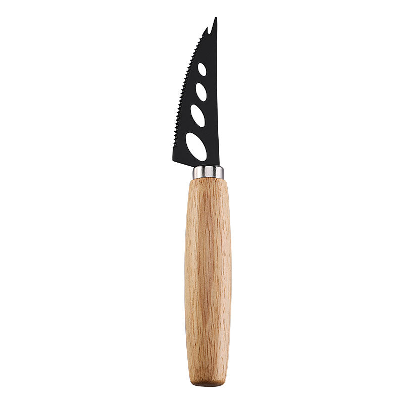 Holey Double-Sided Serrated Soft Cheese Knife with Brushed Stainless Steel Blade & Rubberwood Handle