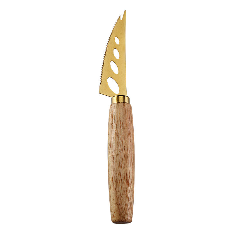 Holey Double-Sided Serrated Soft Cheese Knife with Brushed Stainless Steel Blade & Rubberwood Handle