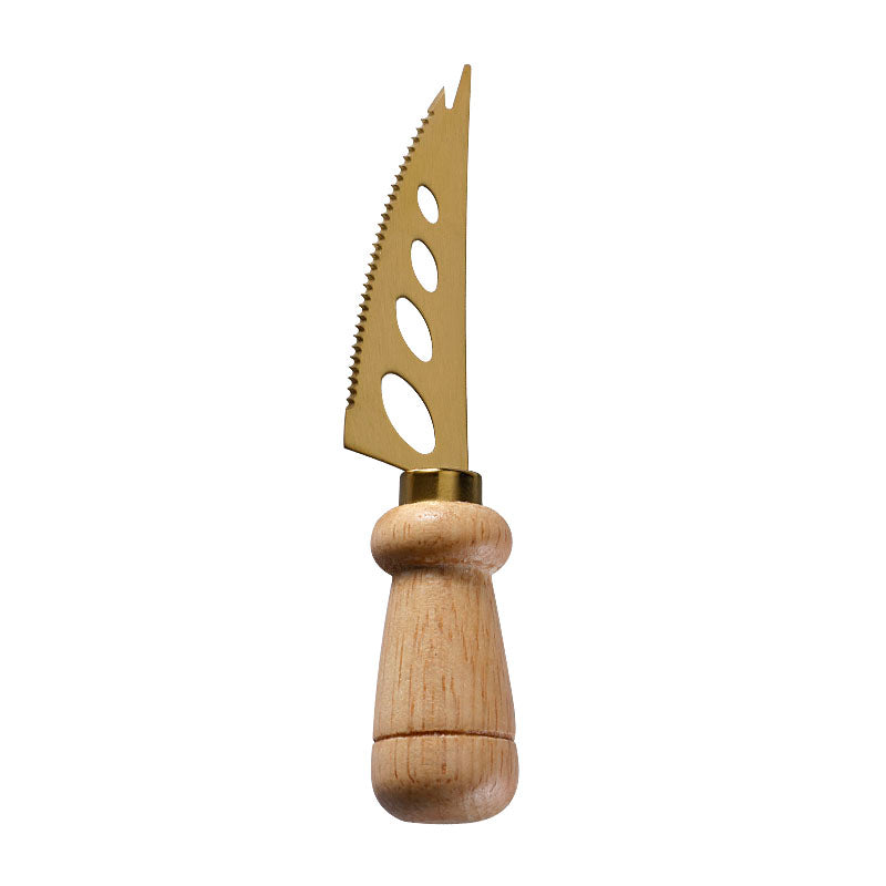 Rubberwood Handle Soft Cheese Knife with Holes