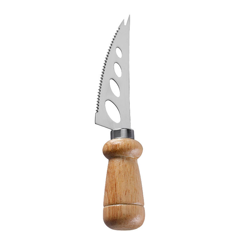 Rubberwood Handle Soft Cheese Knife with Holes