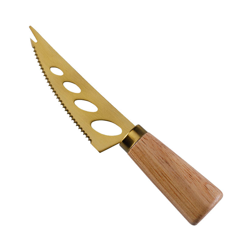 Rubberwood Handle Soft Cheese Knife with Holes